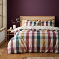 Catherine Lansfield Autumn Check Double Duvet Set Plum