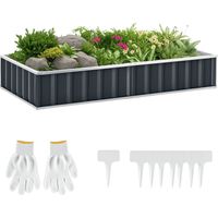 Carré Potager de Jardin 174 x 90 x 30 cm - modulable. Montage sans Outils. Gants fournis - tôle d'acier ondulée Anthracite