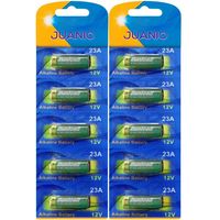 Lot de 10 Piles Alcaline type 23A/A23 compatibles LRV08/L1028/8LR932/8LR23/VR22/8F10R/EL12 12V - Juanio -