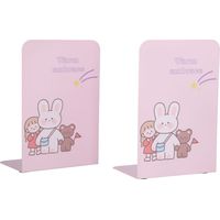 Lot de 2 serre-livres antidérapants, en métal robuste et durable, idéal pour la maison et l'école, rose, 10
