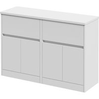 Montego Satin White 1200mm Floor Standing 2 Drawer 4 Door Vanity Unit for Countertop Basins