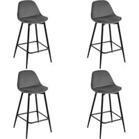 Klihome Barhocker 4er Set, Küchenhocker mit Rückenlehne Fußstütze, Barstühle Samt, Tresenhocker Bistrohocker mit Metallbeinen, für Küche Bars Esszimmer Restaurants, Dunkelgrau