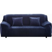 housses de canapé épaisses 1/2/3/4 places pure color sofa protector velvet easy fit elastic fabric stretch couch slipcover (bleu, 2 places 145-185cm)