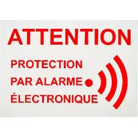 Ultra Secure – Autocollant adhésif vitre 'Attention protection par alarme électronique' – Couleur blanche avec écriture rouge – Pour vitrine, fenêtre, porte vitrée – Auto-adhésif 80 x 60 mm