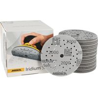 Mirka Iridium Soft Schleifscheiben Ø 125 mm / Korn P2000 / Klett Multifit / 20 Stück / schaumbasiertes Schleifmittel für präzises Trockenschleifen, Klarlackschliff, Finish