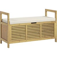 Panca Scarpiera a Doghe da Ingresso con Design a Ribalta, in Legno di Bambù, 100x40x60 cm