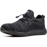 Chaussure de Securité Homme Femme Bottes Travail Chantiers Industrie Sneakers Protection Embout en Acier Basket de Sports, EUR gris 43