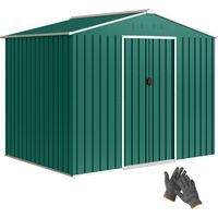 Cobertizo de Jardín Exterior 3,6 m² 236x171x191 cm con Puertas Correderas y Ranuras de Ventilación Verde