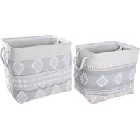 Panier tissu bicolore gris élégant et pratique - Gris clair avec touches de beige et blanc