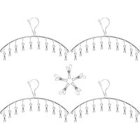 ZOLGINAH Perchero para colgar ropa Perchero de calcetines de acero inoxidable Perchero con 10 clips para pañales de tela, sujetadores, toallas, ropa interior, bufanda, guantes (4 piezas)