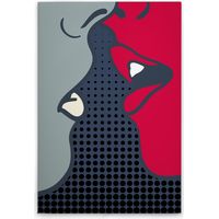 Leinwandbild Retro Pop-Up Kuss M1-No.50743 - Kunstdruck auf Leinwand in Blau Rot - Wandbild 40 x 60 cm