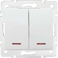 Kanlux – Interrupteur double LED blanc – Rétroéclairage LED intégré – Montage encastré – Protection IP20 – Courant nominal 10 AX
