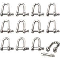 Manille Inox 12 Pièces M4 Manille Inox Acier Manille de Levage Manille D'anneau de D de Chaîne Manille Goupille Vis Boucle Manille Droite Joint Fermoir pour Chaîne