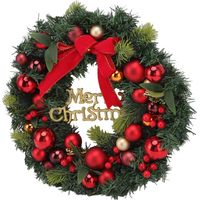 Couronne de Noël avec boule en fer électroplaqué et ornement de porte d'entrée en plastique pour centre commercial à domicile