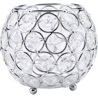 Porte-bougies en cristal argenté pour bougies chauffe-plat - Idéal pour mariage et Noël