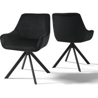 Goeurvant 360° drehbarer Sessel mit geschwungener Rückenlehne und weichem Kissen, perfekte Kombination aus Stil und Komfort - 2er Set - Schwarz