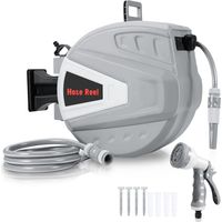 SWANEW Druckluftschlauchtrommel 30m Schlauchaufroller automatik Aufroller 8 bar 1/4" Anschluss mit Multifunktionale Wasserspritzpistole Druckluftschlauch Wandschlauchhalter Schlauchaufroller