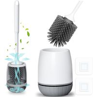 This silicone toilet brush comes with a quick-drying brush holder and a leak-proof base to ensure thorough cleaning.
