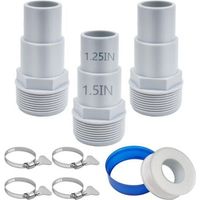 FENOPLASTICA3 Piece Swimming Pool Hose Adapter, 32 mm and 38 mm Pool Hose Connector with 4 Clamps for Garden Pool Drain Pump