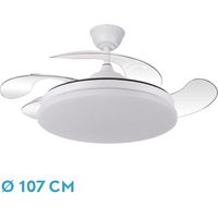 Ventilador Dc Tridente 59w Blanco 4aspas Desp.107d 6980lm Reg.intensidad Remoto+temporizador+memoria 3000-4000-6000k