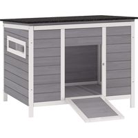 Casetta per Anatre con Tetto Apribile, Finestrelle e Rampa, in Legno, 93x70x72 cm, Multicolore