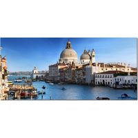 Lupia - Quadro moderno su Tela Canvas DEEP 65X143 cm, con paesaggi e localismi italiani, per casa, soggiorno, capezzale camera da letto, hotel, ufficio, VENEZIA - CHIESA DELLA SALUTE