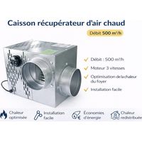 Wärmerückgewinnungskasten 500 m³/h für Kamin 500 m³/h 3 bis 5 Lüftungsöffnungen