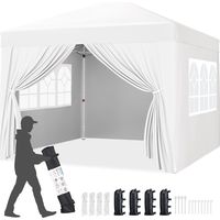Homevive 3 × 3 m Carpa Pop-Up Ajustable Cenador de Jardín Resistente al Agua con 4 Paredes Laterales UPF 50+ Bolsa Enrollable de Transporte Cuerdas de Sujeción Saco de Arena para Camping Fiesta Exteri