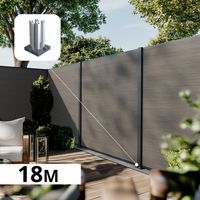 Kit Clôture Composite sur Muret CRUZ Argent 18,33x1,8m - Bois composite & Aluminium - Poteaux sur Platines Gris Anthracite - Brise vue