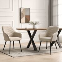 Chaises salle à manger blanches avec accoudoirs lot de 2 HOMAVO YZ8