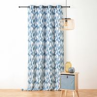 Rideau jacquard motif ikat en fils upcyclés Bleu 140x280 cm