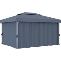 Tonnelle avec rideau 4x3 m Anthracite Aluminium