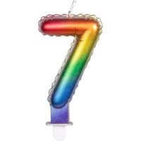 VELA NUMERO 7 ARCOIRIS C/SOPORTE