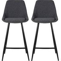 Lot de 2 chaises de bar H67 cm en tissu gris foncé - ORMOY