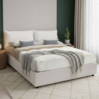 Talamo Italia Cama matrimonial Maya, Cama contenedor con tapizado en ecopiel, 100% Made in Italy, Apertura frontal, adecuado para colchón 140x190 cm, Blanco, con embalaje reforzado
