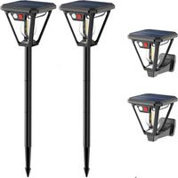 2 PCS Lampe Solaire LED,2 en 1 Applique Solaire Jardin Étanche IP65 3 Mode d'éclairage avec Détecteur de Mouvement pour jardin