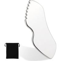 Lot de 1 gua sha en acier inoxydable Gua Sha pour le soin du visage Gua Sha avec dents pour le visage, le cou et les lèvres avec sac de voyage (1 pièce)