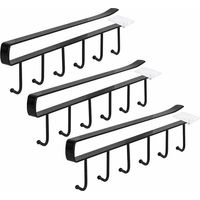 3-piece cup holder, hook cup holder cupboard insert without drilling for 18 cups black