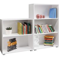 Casaria – Set d'étagères bibliothèque blanc 2/3 niveaux – MDF – Tablettes réglables – Charge max 15 kg – Meuble de rangement pour salon bureau chambre