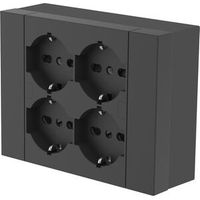 MULTIPRESA ESTERNA QUADRA 4 PRESE BIPASSO/SCHUKO NERO