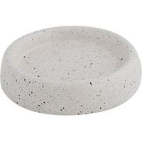 Assiette Soucoupe Porte Savon Salle De Bain Ronde Ceramique Granit Blanc Effet Pierre 87807