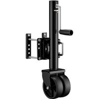 Wiltec Double béquille jusqu'à 680 kg, support de remorque en acier, roue avant avec bras pivotant, béquille pour charges lourdes avec roues jumelées