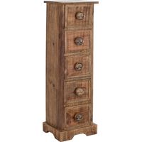 Signes Grimalt Cajonera Muebles Cajonero Robusto 5 Cajones Mueble Auxiliar Marrón 20x24x76cm 28558