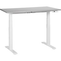Escritorio de altura regulable eléctrico oficina moderna patas cuadradas 120 x 72 cm tablero gris soporte de acero blanco DESTINES