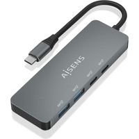 AISENS - HUB USB 3.2 GEN2 10G USB-C, USB-C/M-2xUSB-C/H-2xUSB-A/H, GRIS, 15CM