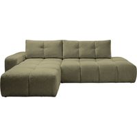 CONSTANCE - Canapé d'angle convertible tissu chenille 4 places - Vert