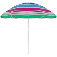 Sombrilla Nylon Acero Con Funda Rayas Azul Rosa y Verde 160 cm Jardin Playa MARBUENO SUMMER