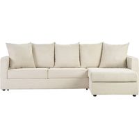 Sofá esquinero derecho convertible de 4 plazas en tela de terciopelo acanalado beige con colchón de 13 cm BACIO