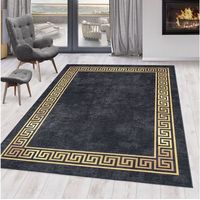 Tapis baroque noir lavable en machine Valencia Noir 200x290