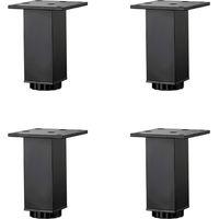 Patas de muebles de aleación de aluminio de altura ajustable, ideales para mesas de centro/sofás y armarios de baño/lavabo, 38 mm, color negro mate, con tornillos, 4 patas (10 cm/3,9 pulgadas).